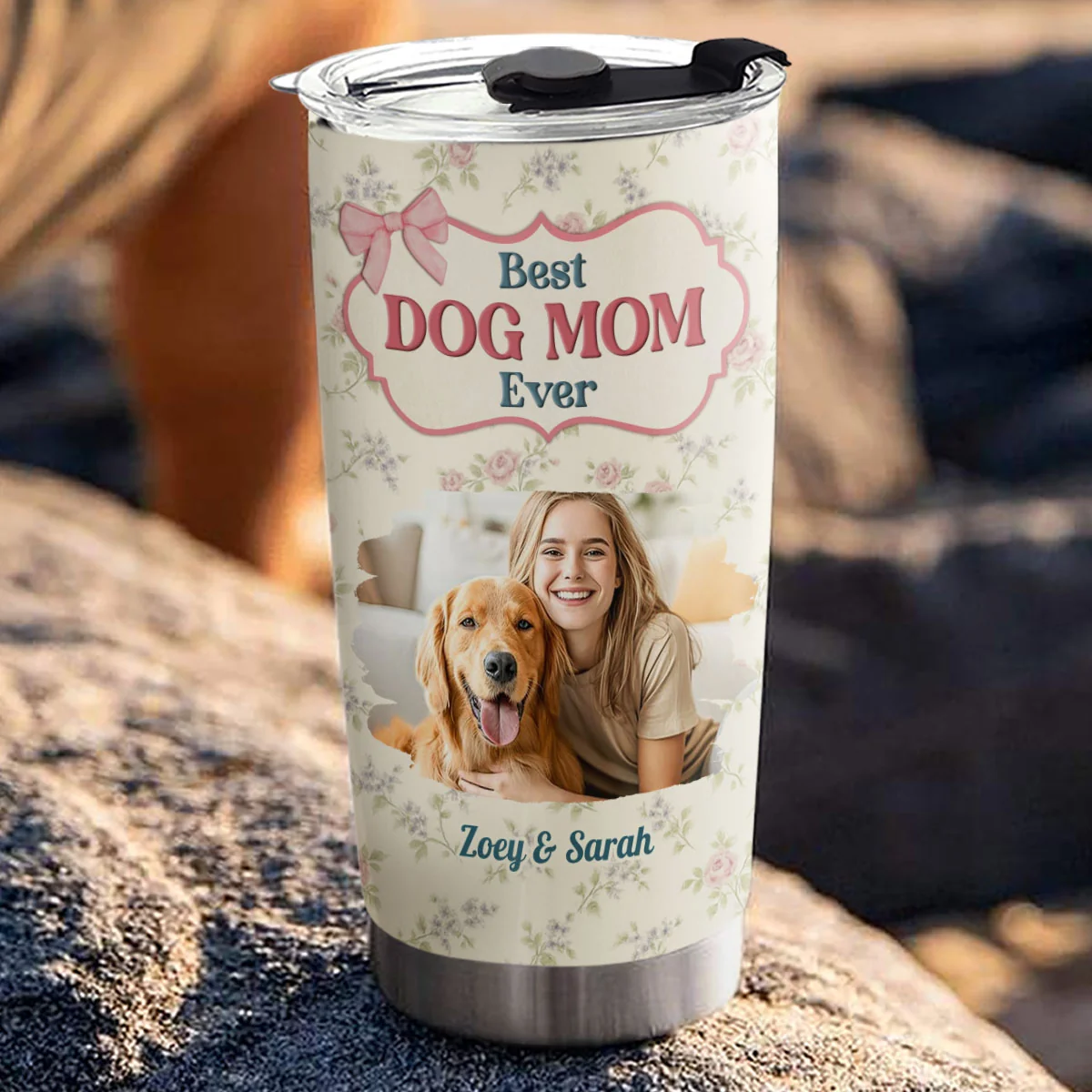 Coquette Floral Photo - Personalized Custom Tumbler - Image 2