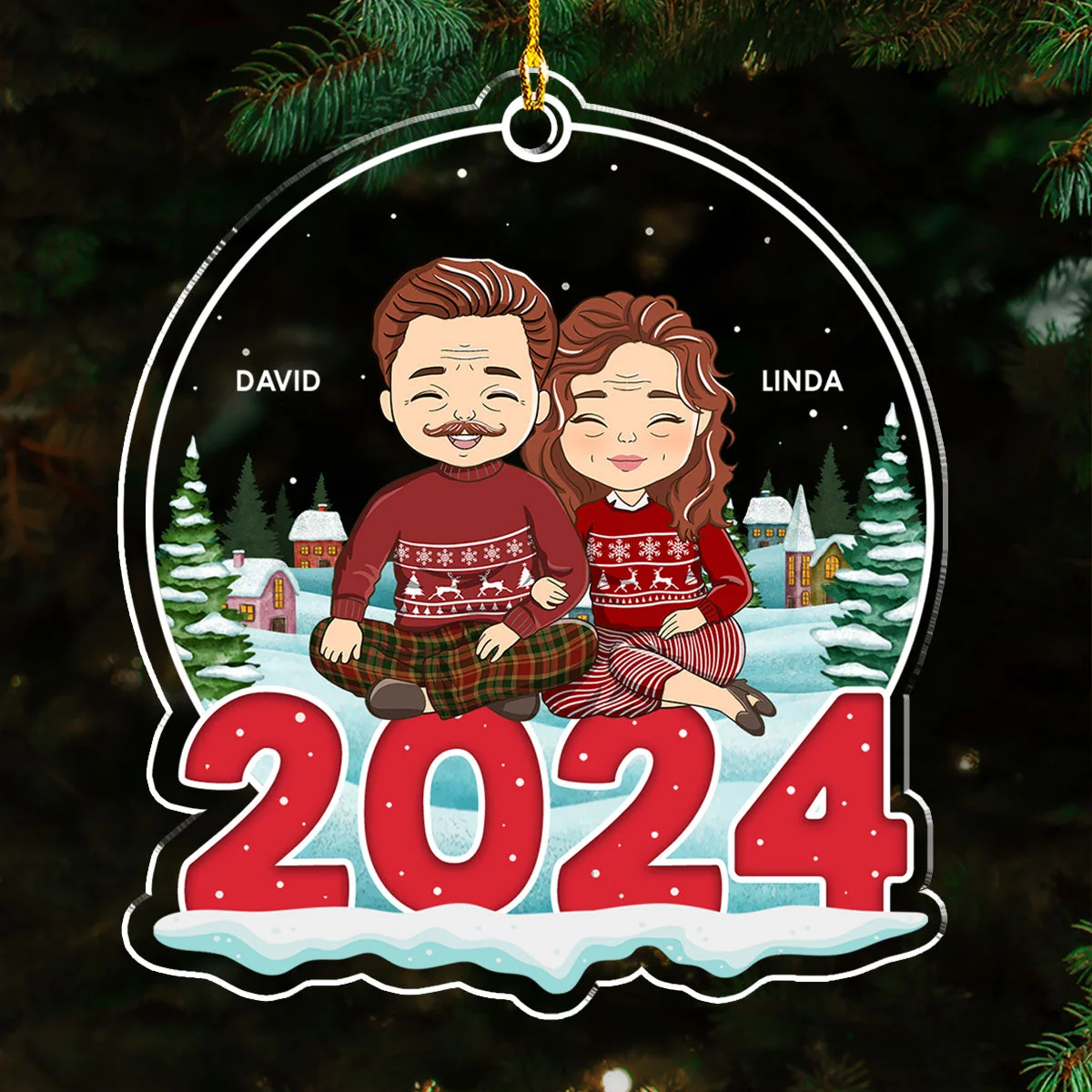 Couple 2024 - Personalized Custom Acrylic Ornament - Image 4