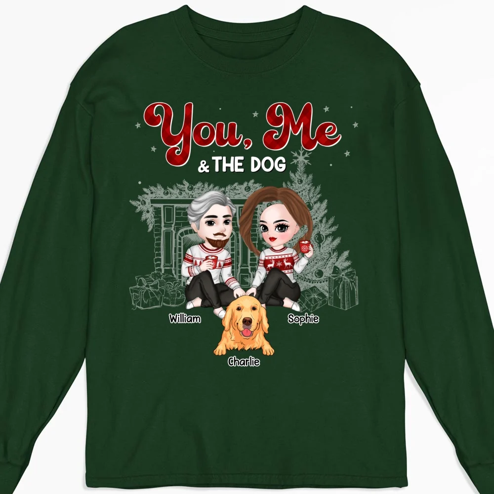 Couple And The Dogs Christmas - Personalized Custom Long Sleeve T-shirt - Image 7