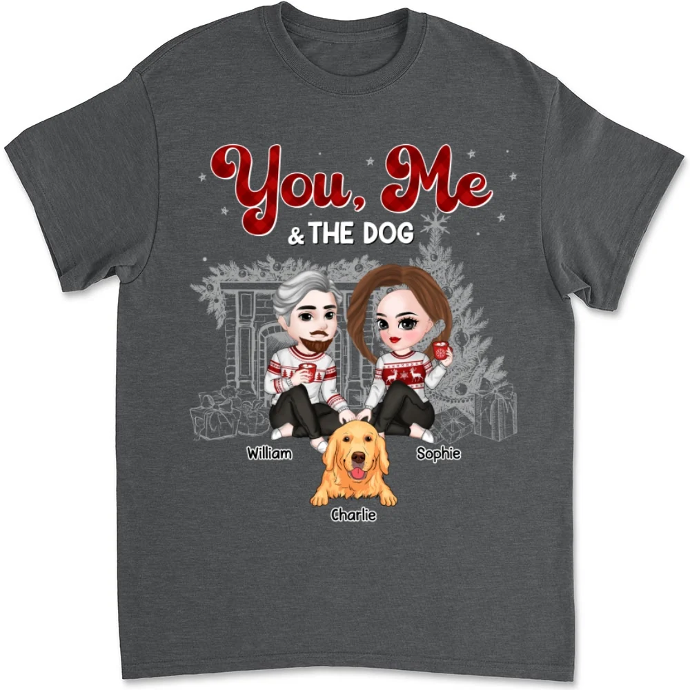 Couple And The Dogs Christmas - Personalized Custom Unisex T-shirt - Image 11