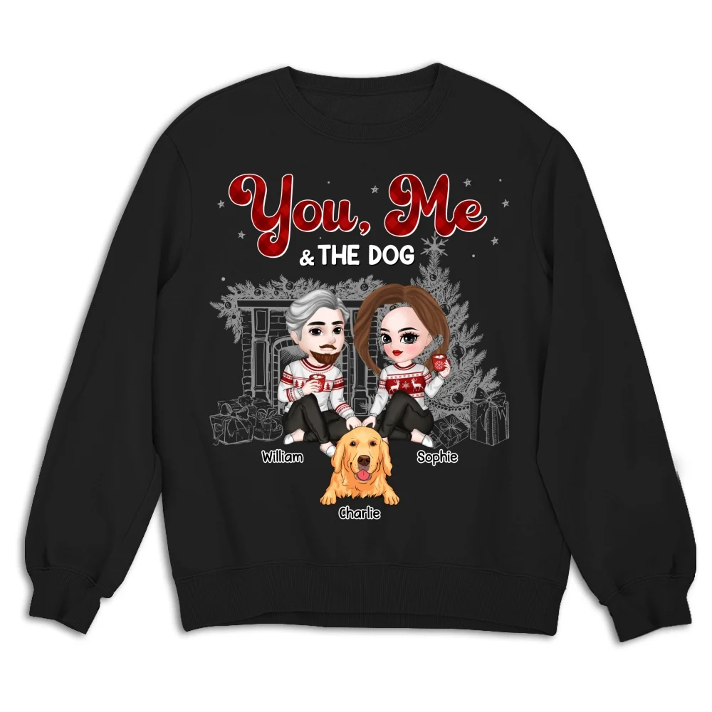 Couple And The Dogs Christmas - Personalized Custom Sweatshirt - Image 4