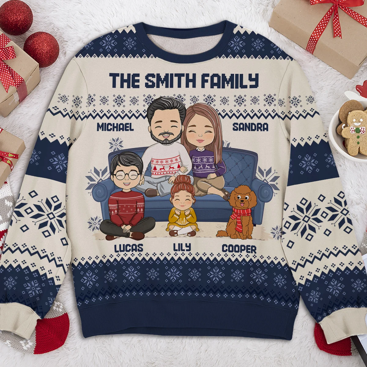Couple Family With Pets And Kids - Personalized Custom All-Over-Print Sweatshirt - Image 3