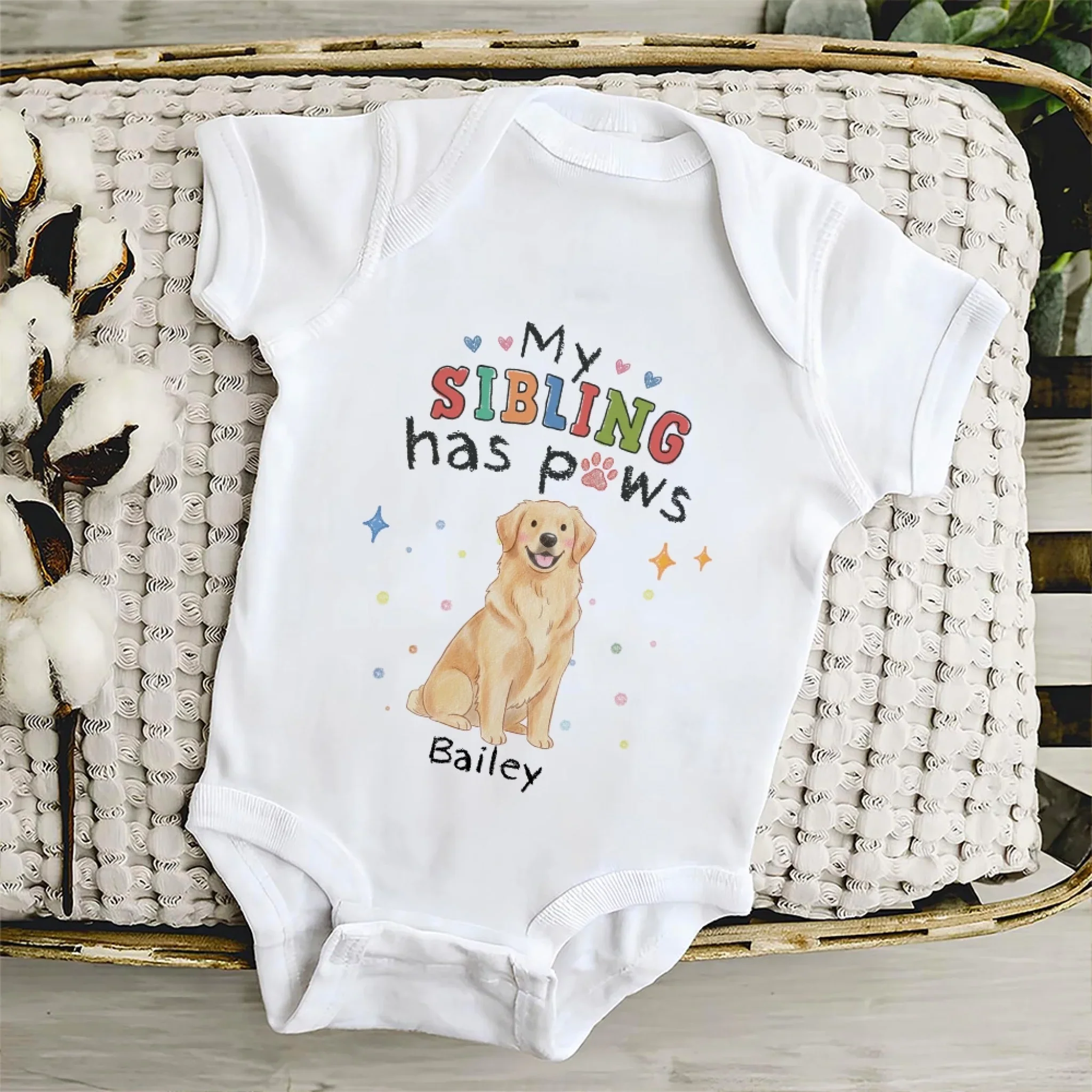 Crayon Dog Siblings - Personalized Custom Baby Onesie - Image 5