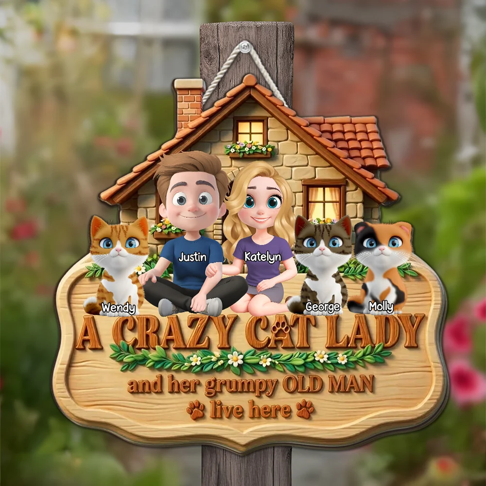 Crazy And Grumpy Couple - Personalized Custom Wood Sign - Image 4
