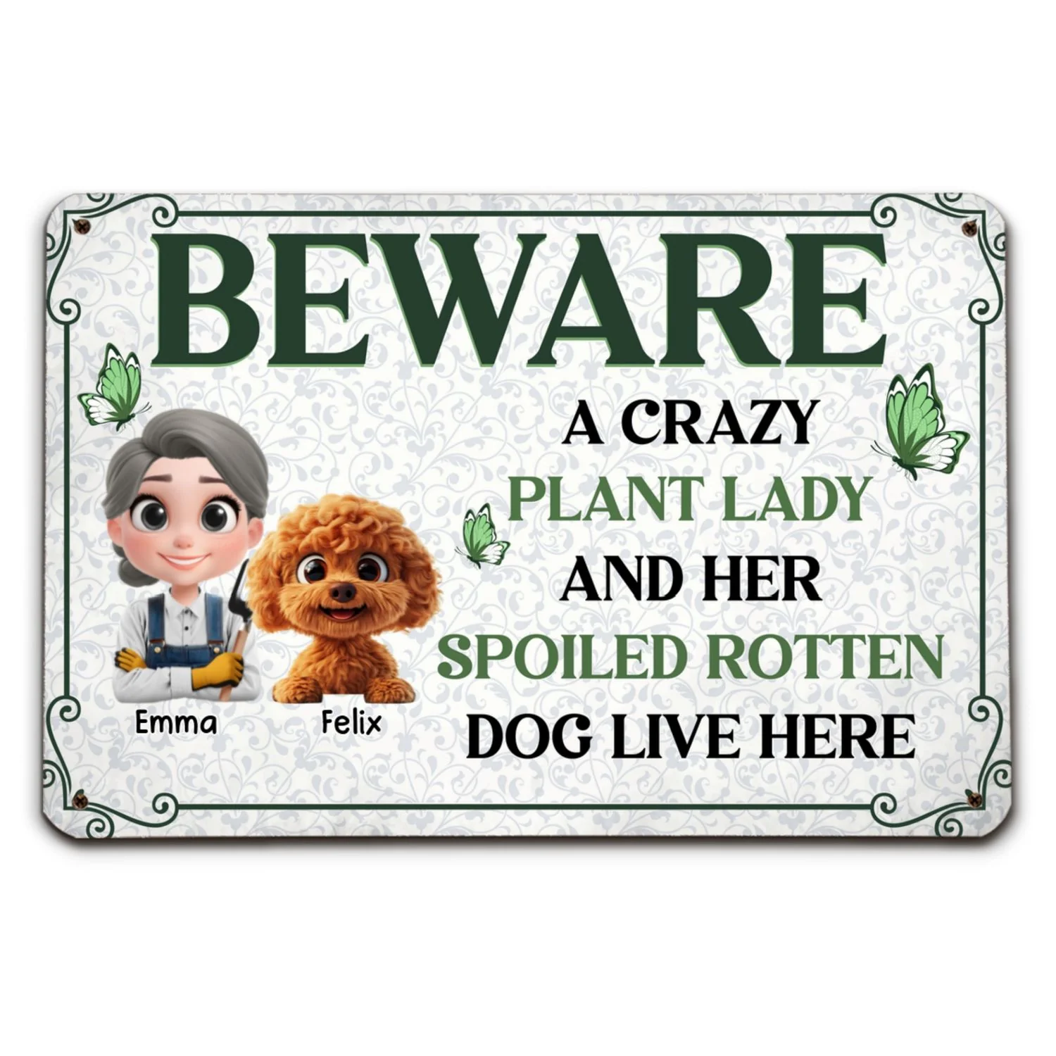Crazy Plant Lady Cartoon - Personalized Custom Metal Sign - Image 6