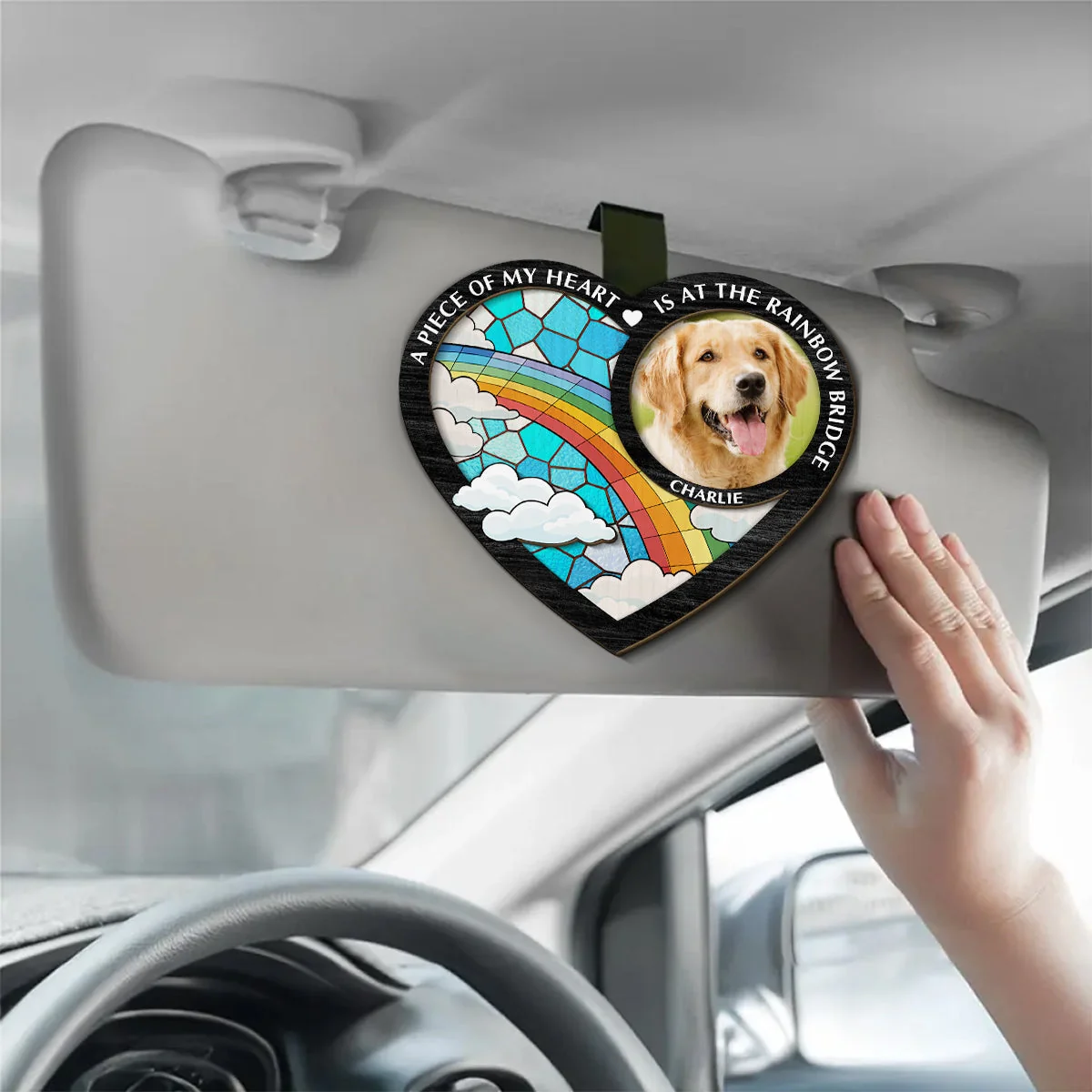 Custom Photo A Piece Of My Heart - Personalized Custom Car Visor Clip - Image 2