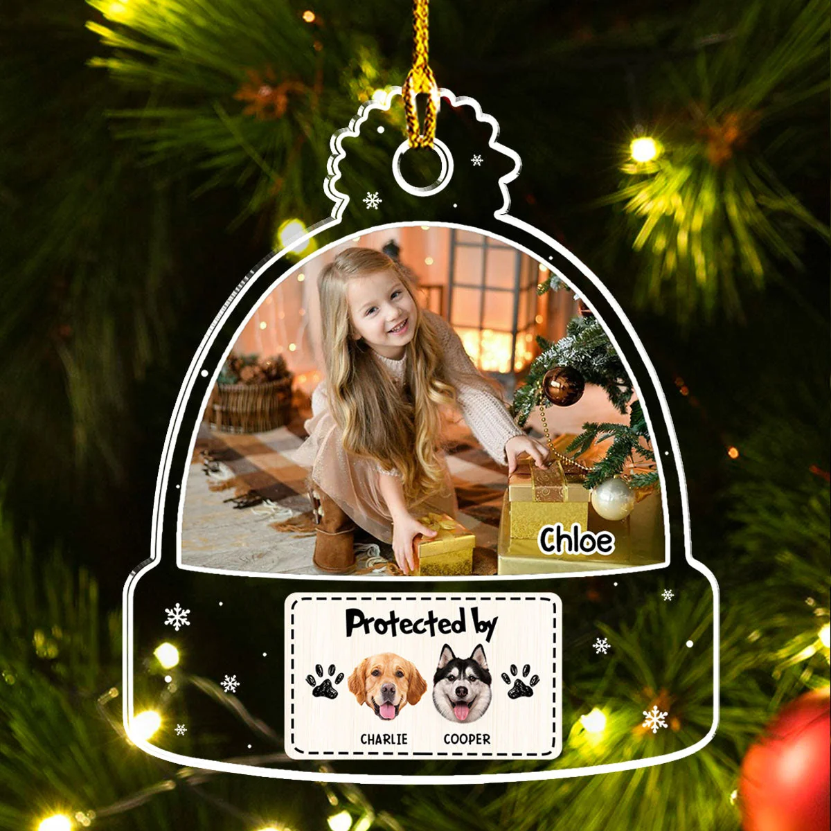 Custom Photo Protected By - Personalized Custom Acrylic Ornament - Image 3
