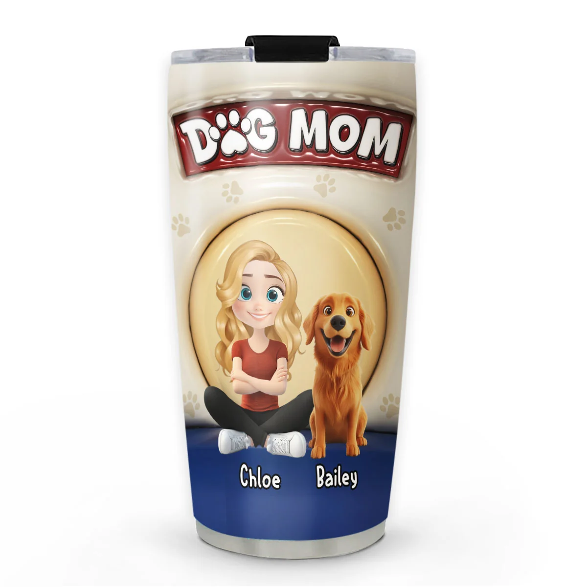 Cute Dog Mum - Personalized Custom 3D Inflated Effect Tumbler