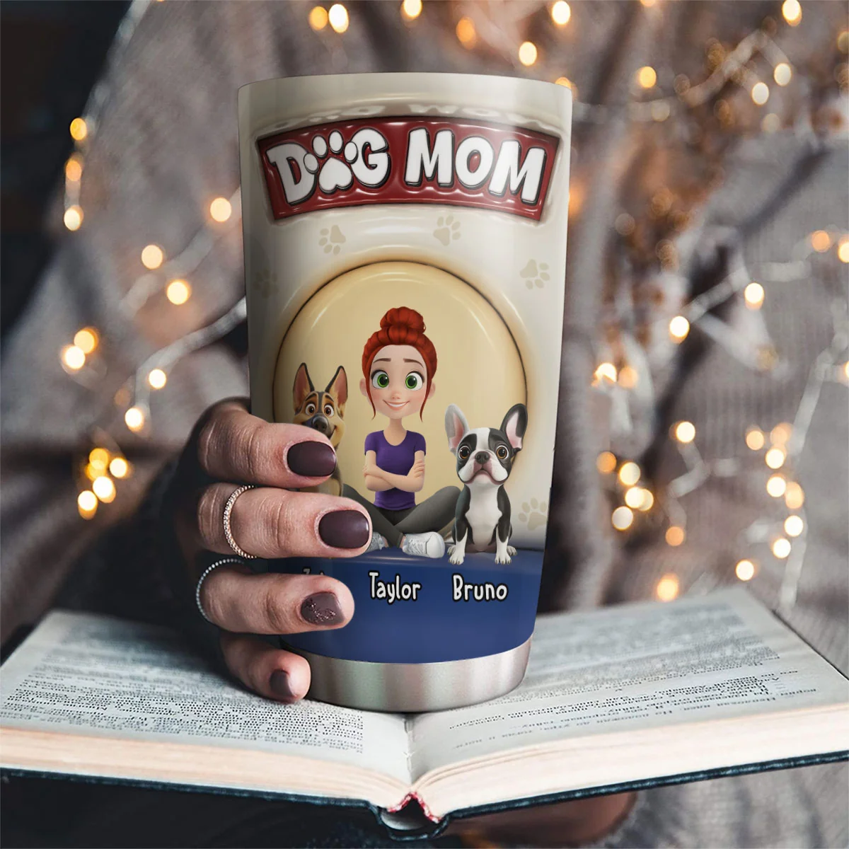 Cute Dog Mum - Personalized Custom 3D Inflated Effect Tumbler - Image 2