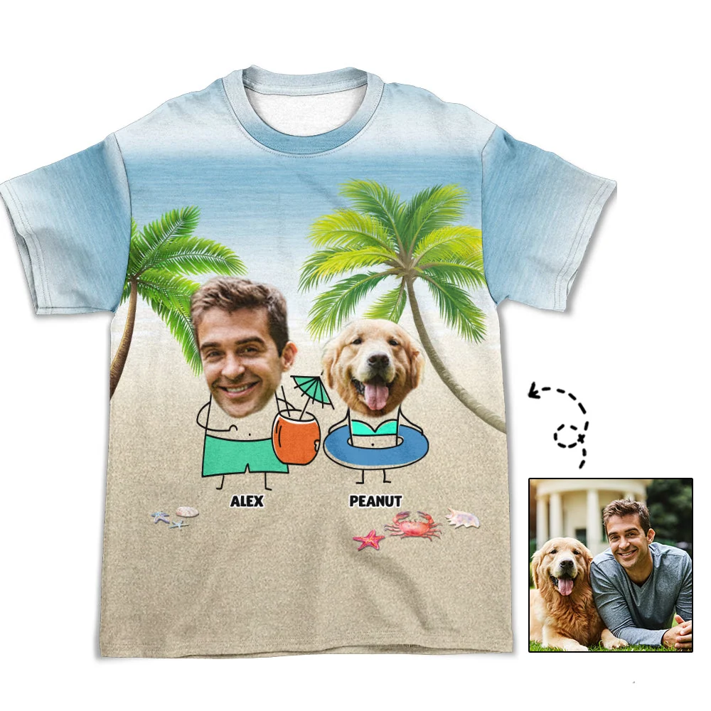 Dad And Fur Baby - Personalized Custom Photo All-over-print T-shirt