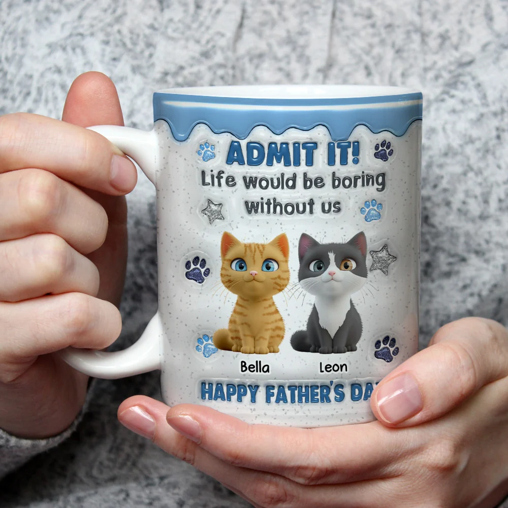 Dad Has No Choice Cat Version - Personalized Custom 3D Inflated Effect Coffee Mug - Image 3