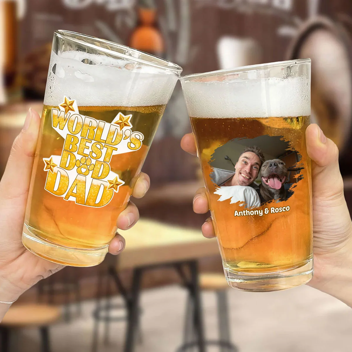 Dad Is The Best In The World Photo - Personalized Custom Beer Glass - Image 4
