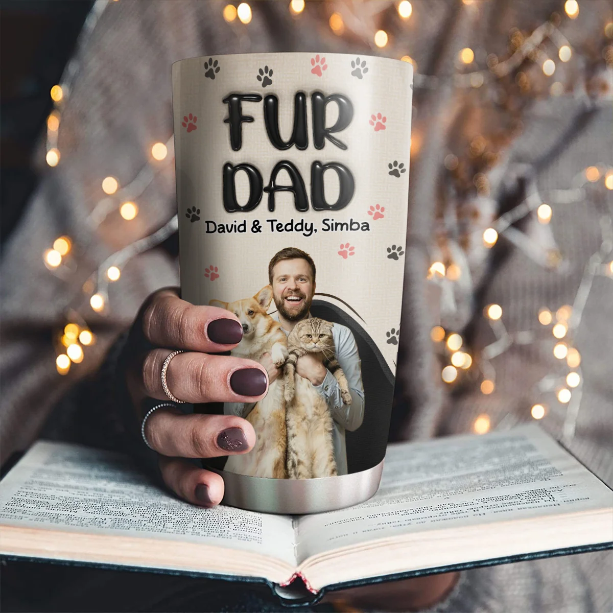 Dad Love Pet The Most Photo - Personalized Custom 3D Inflated Effect Tumbler - Image 2