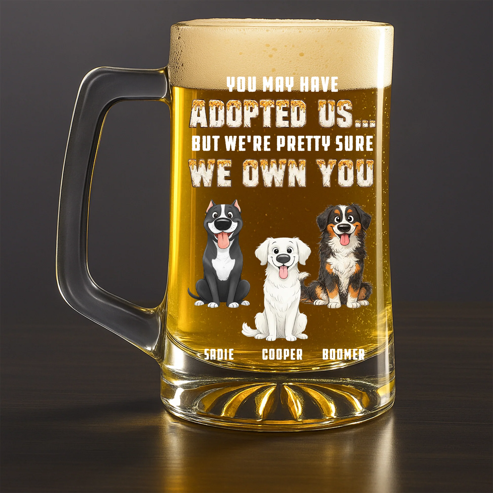 Dad Loves Me And Beer - Personalized Custom Beer Glass With Handle - Image 3