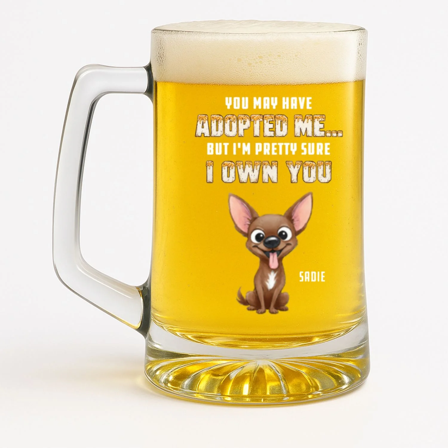Dad Loves Me And Beer - Personalized Custom Beer Glass With Handle - Image 5