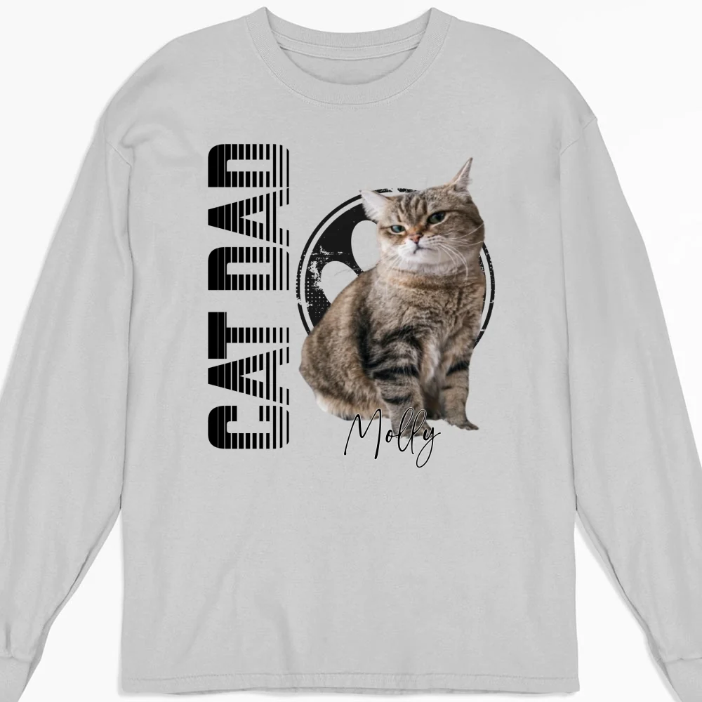 Dad Of The Cats Photo - Personalized Custom Long Sleeve T-Shirt - Image 5