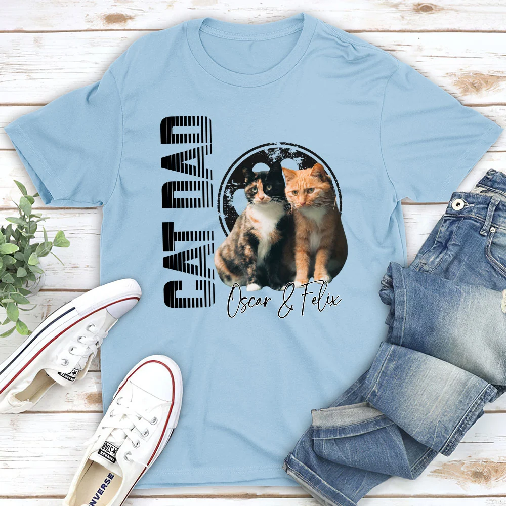 Dad Of The Cats Photo - Personalized Custom Unisex T-Shirt - Image 4