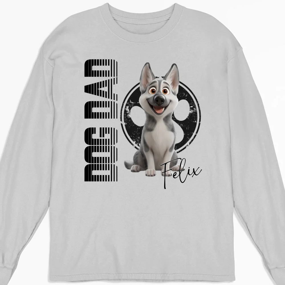 Dad Of The Dogs - Personalized Custom Long Sleeve T-shirt - Image 3