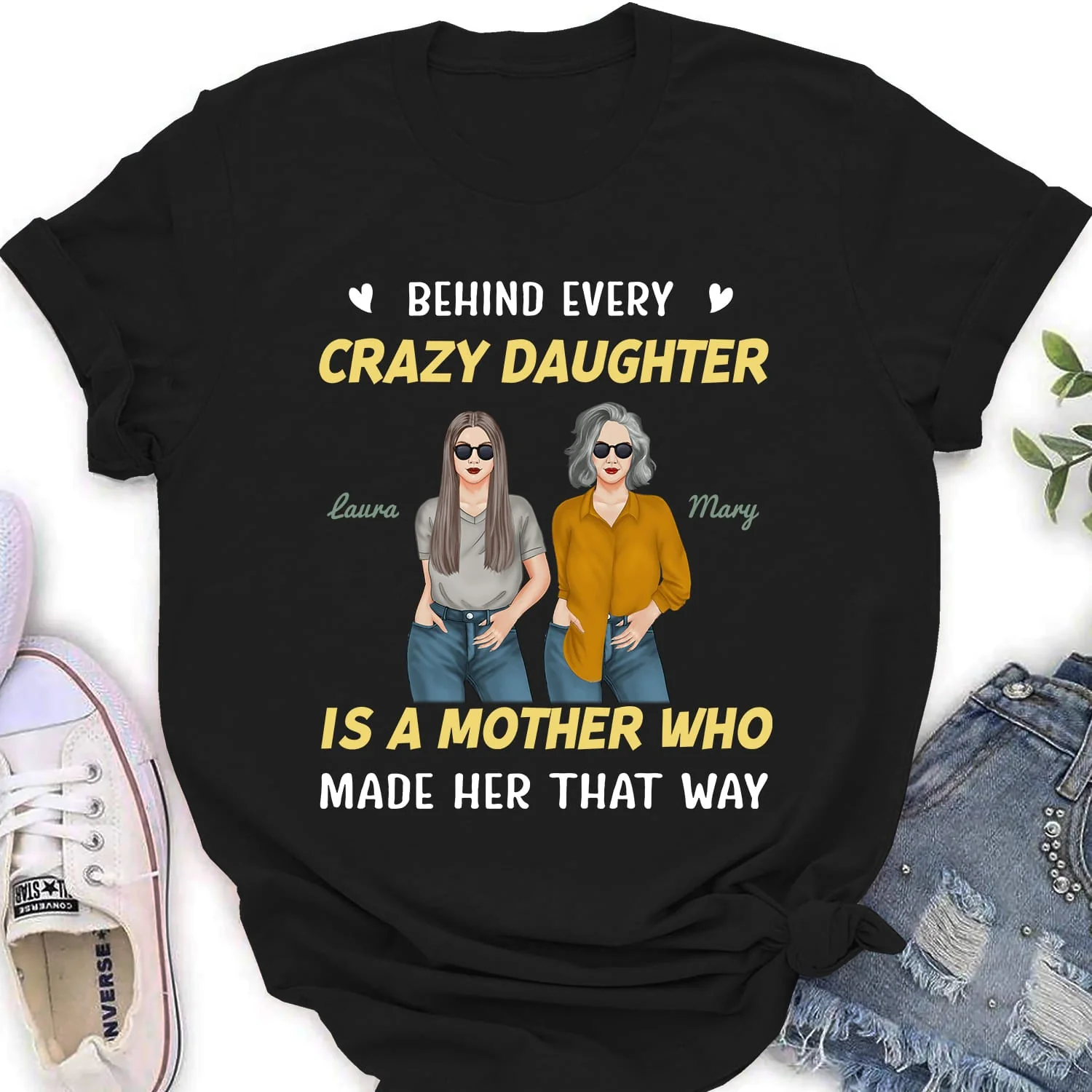 Daughter And Mom - Personalized Custom Women's T-shirt