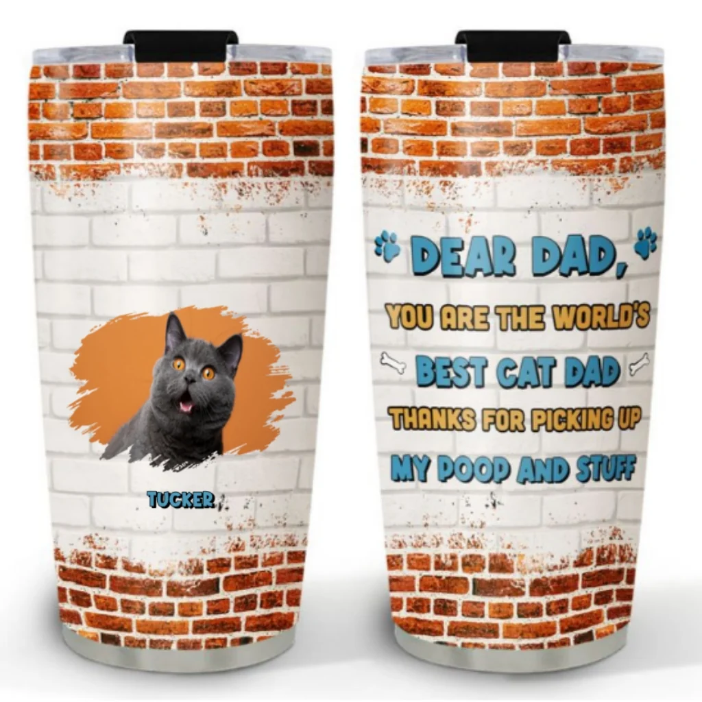 Dear Dad Cat Ver Photo - Personalized Custom Tumbler - Image 3