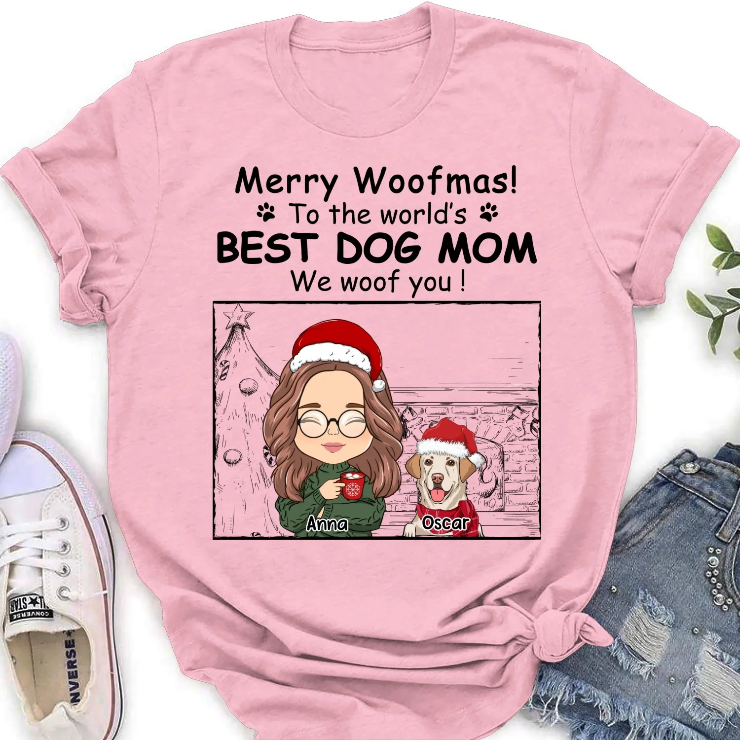 Dear Dad Mom I Woof You - Personalized Custom Women's T-Shirt - Image 9