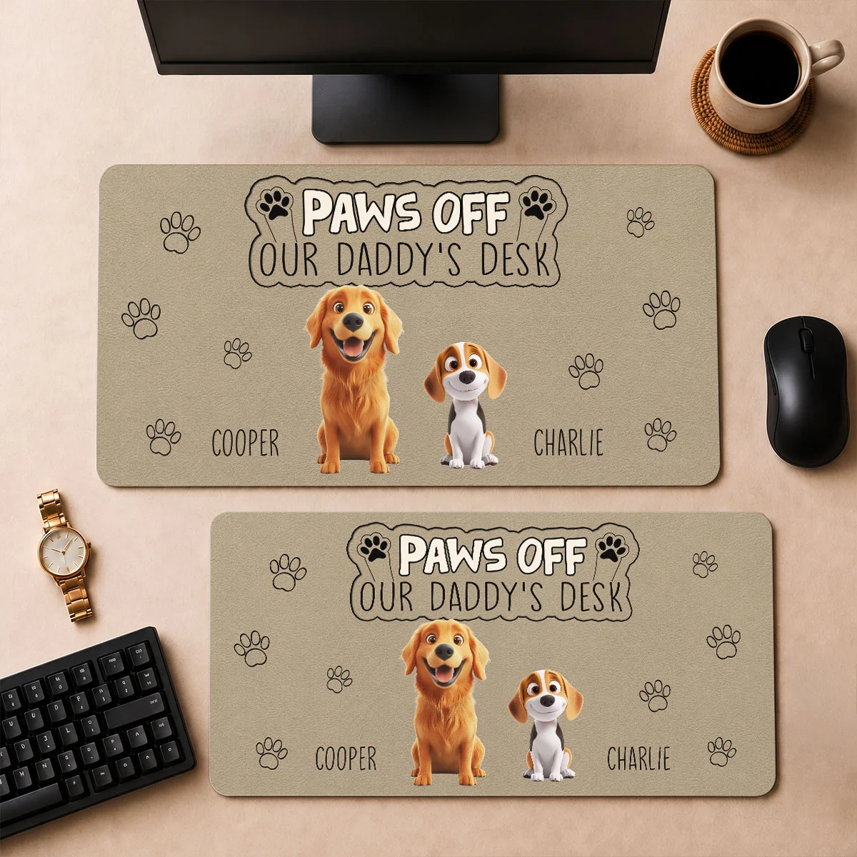 Desk Of My Dad Mom - Personalized Custom Desk Mat - Image 3