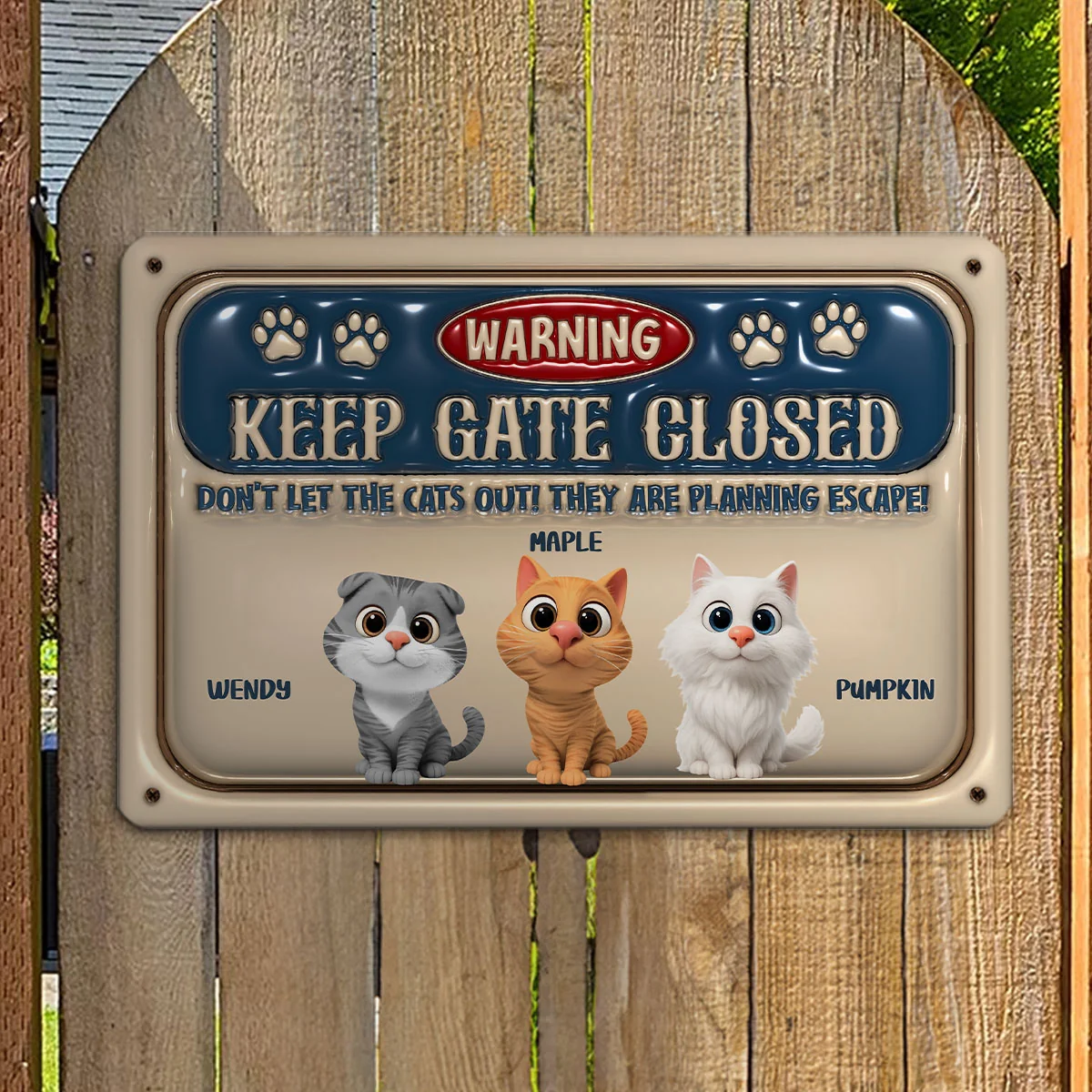 Do Not Let Cat Out - Personalized Custom 3D Inflated Effect Metal Sign - Image 2