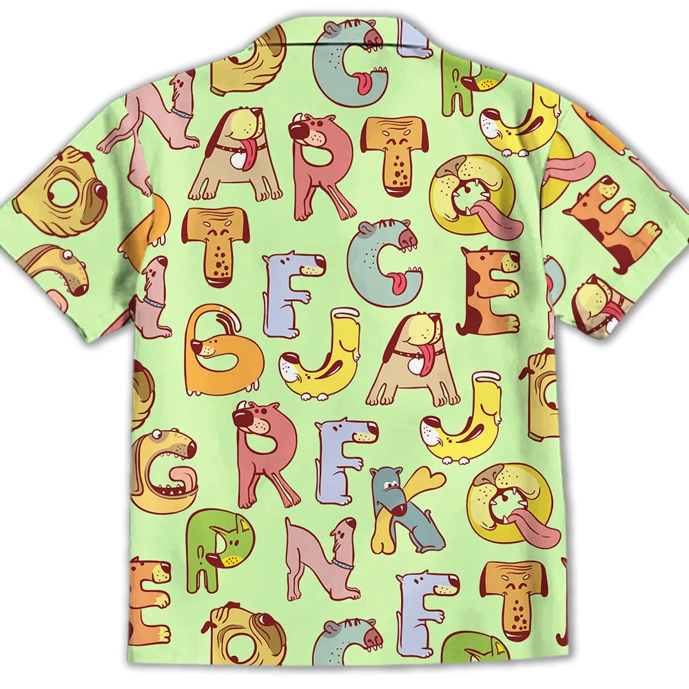 Dog And Alphabet Green - Kids Button-up Shirt - Image 4