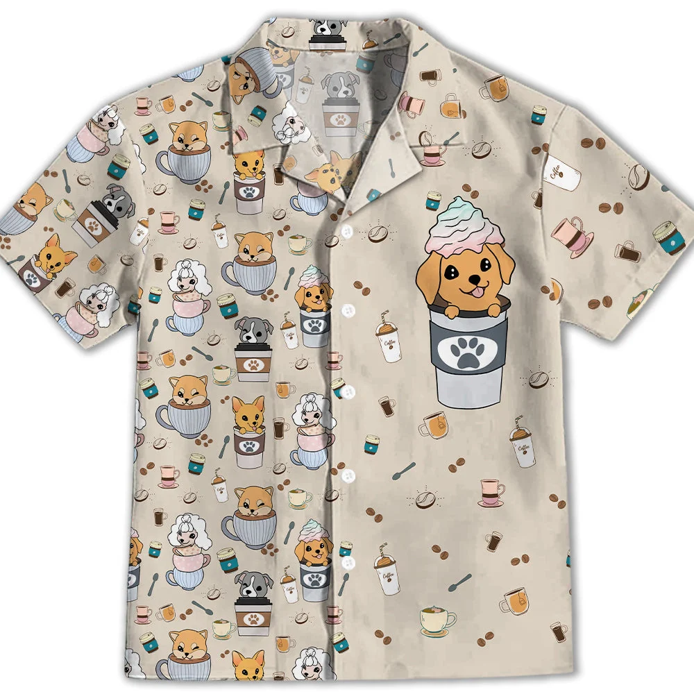 Dog And Cafe 2 - Kids Button-up Shirt