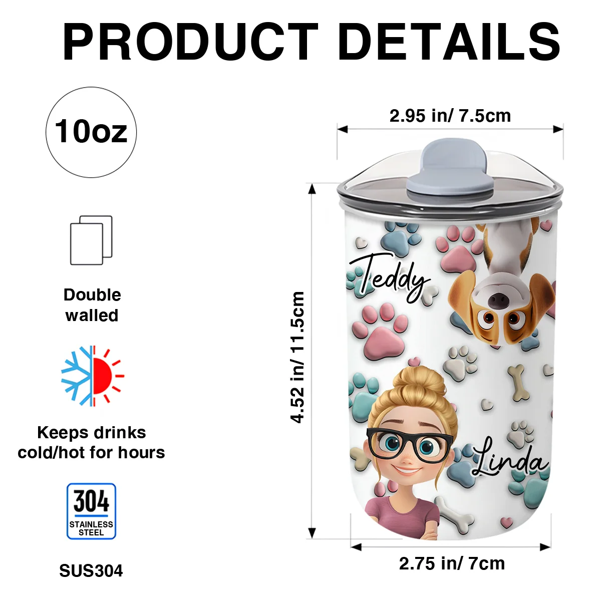 Dog And Human Cartoon - Personalized Custom 10oz Tumbler - Image 5