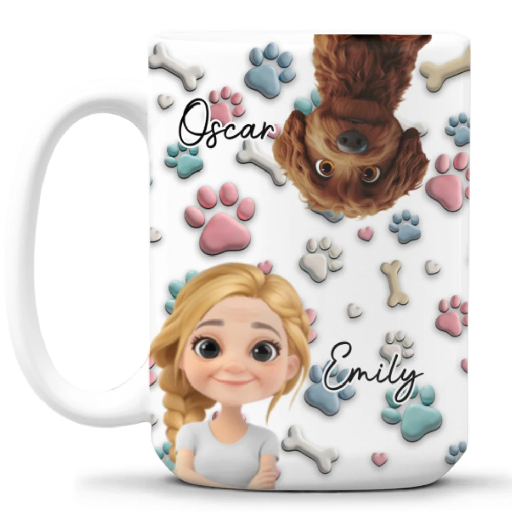 Dog And Human Cartoon - Personalized Custom Coffee Mug - Image 12