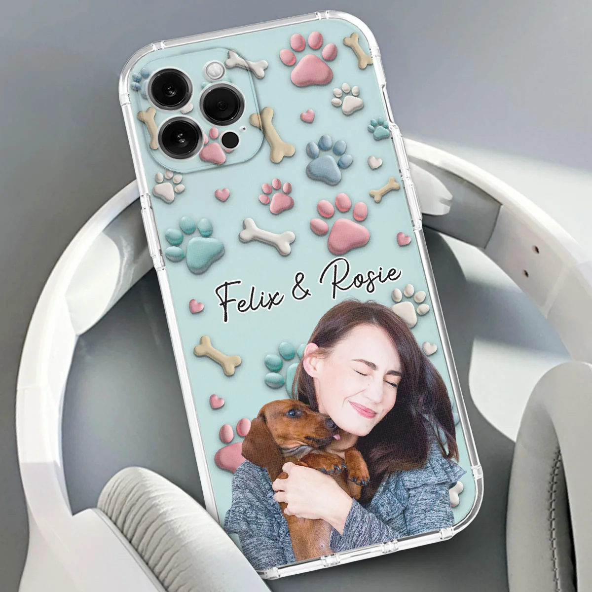 Dog And Human Cartoon Photo - Personalized Custom Phone Case - Image 3