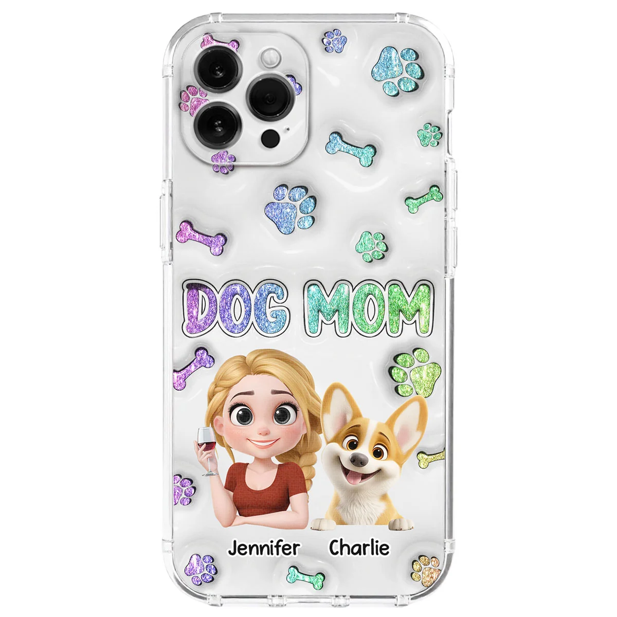 Dog Baby And Dog Mom - Personalized Custom 3D Inflated Effect Phone Case