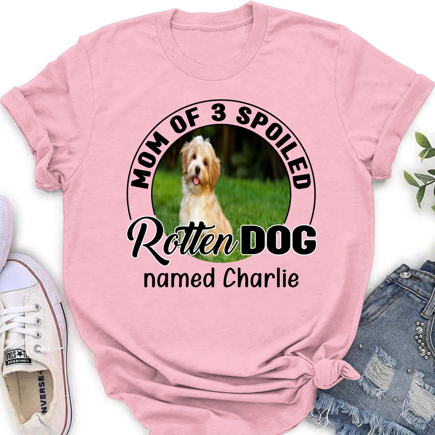 Dog Caricature Cartoon Photo - Personalized Custom Women's T-Shirt - Image 7