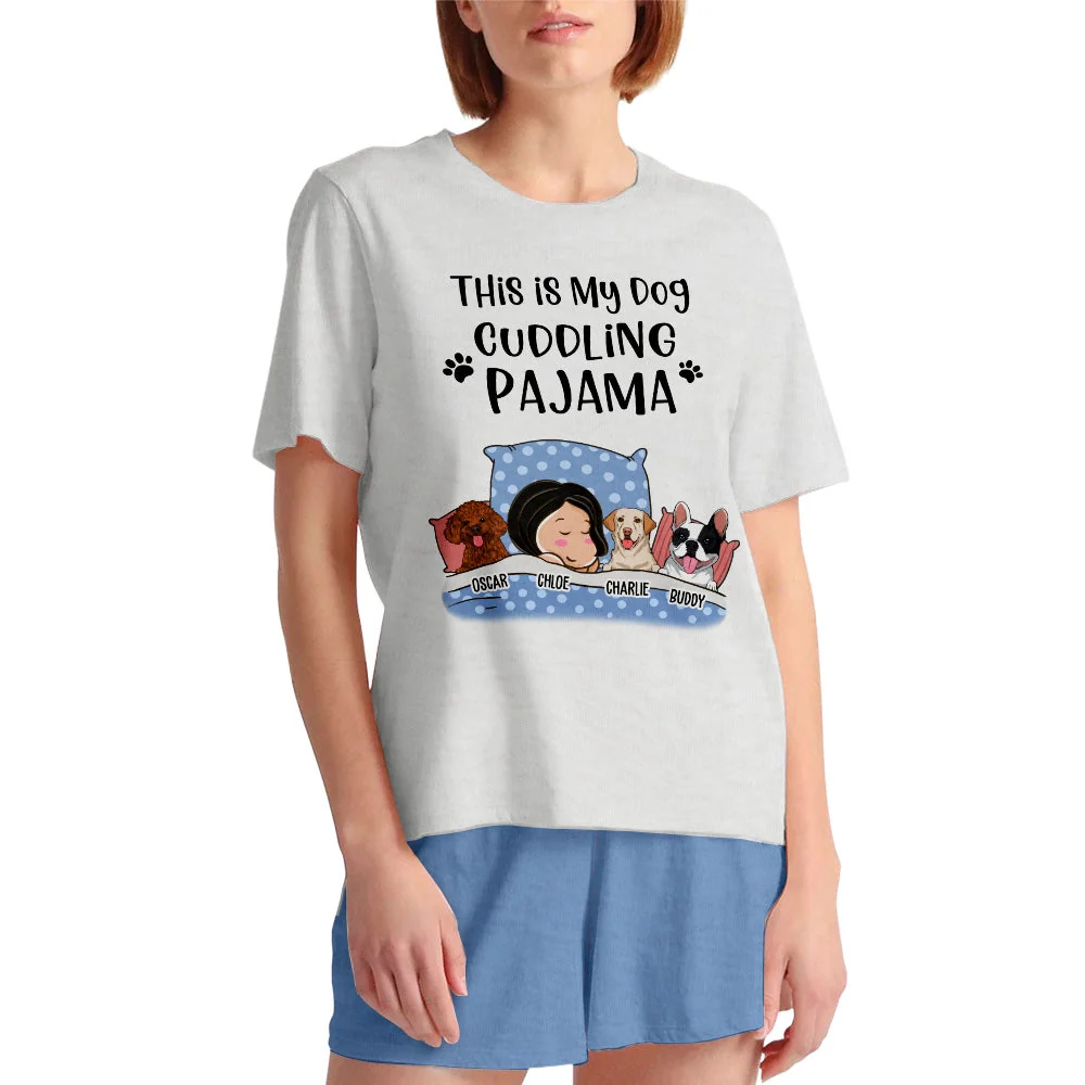Dog Cuddling - Personalized Custom Short Pajama Set