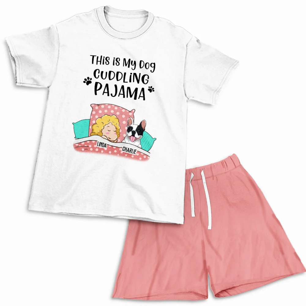 Dog Cuddling - Personalized Custom Short Pajama Set - Image 3