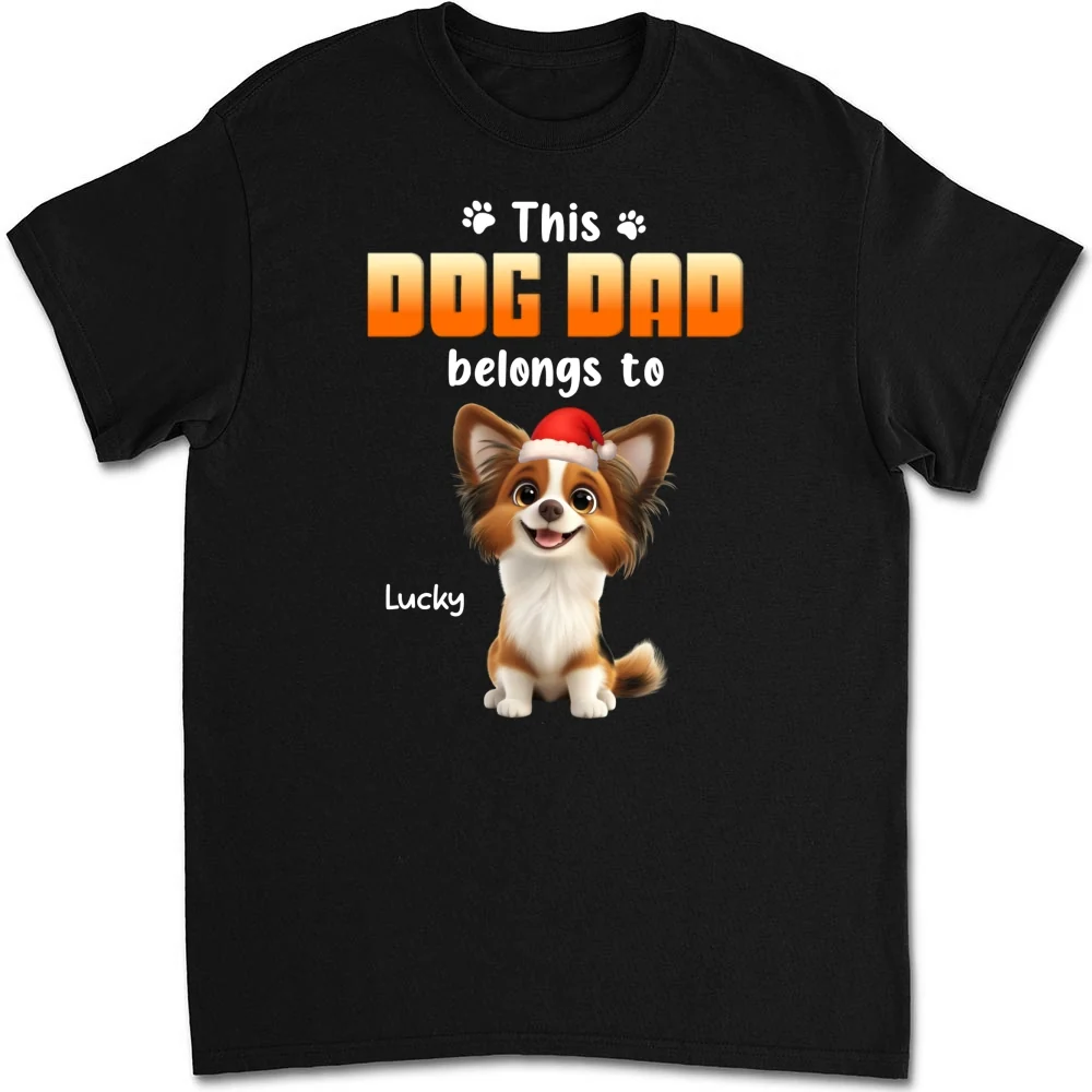 Dog Dad Belongs To Christmas - Personalized Custom Unisex T-shirt - Image 6