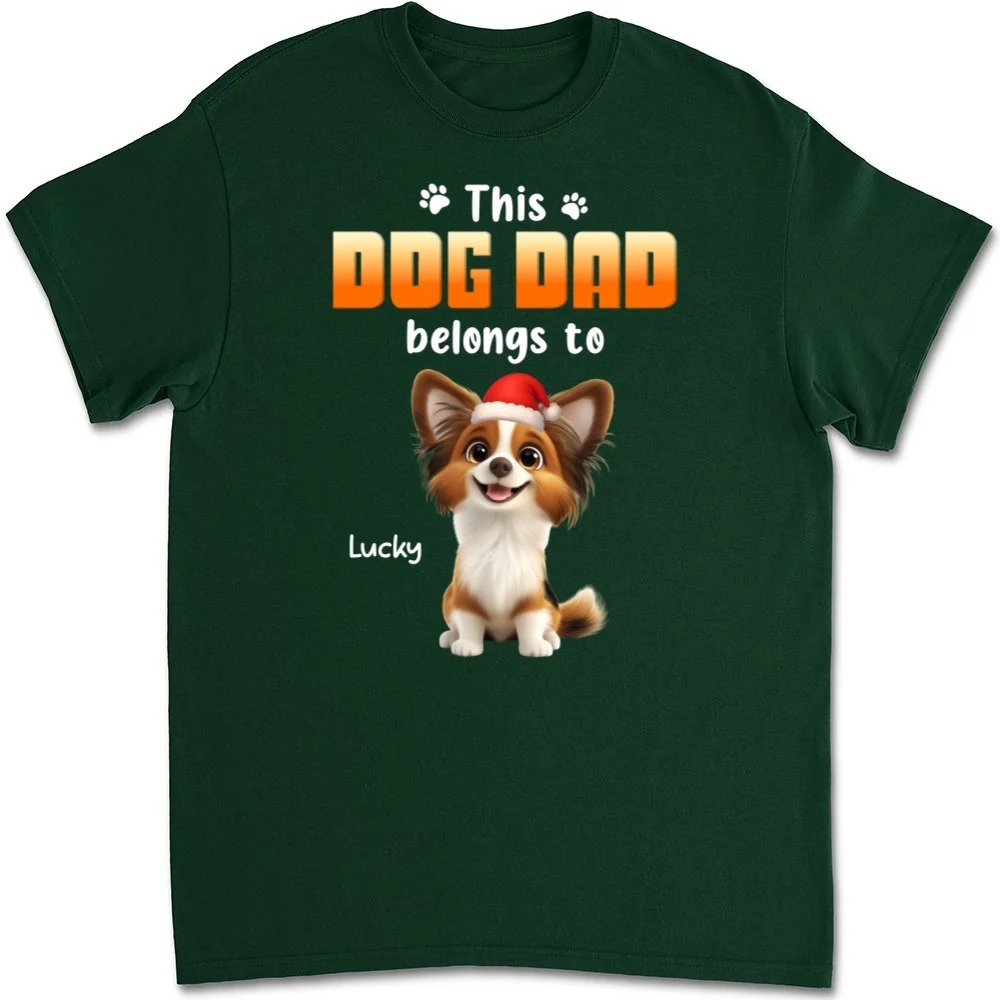 Dog Dad Belongs To Christmas - Personalized Custom Unisex T-shirt - Image 8