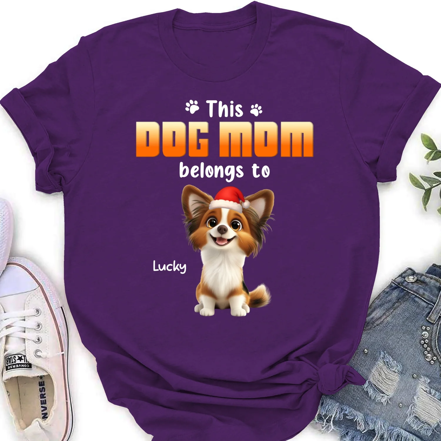 Dog Dad Belongs To Christmas - Personalized Custom Women's T-Shirt - Image 9