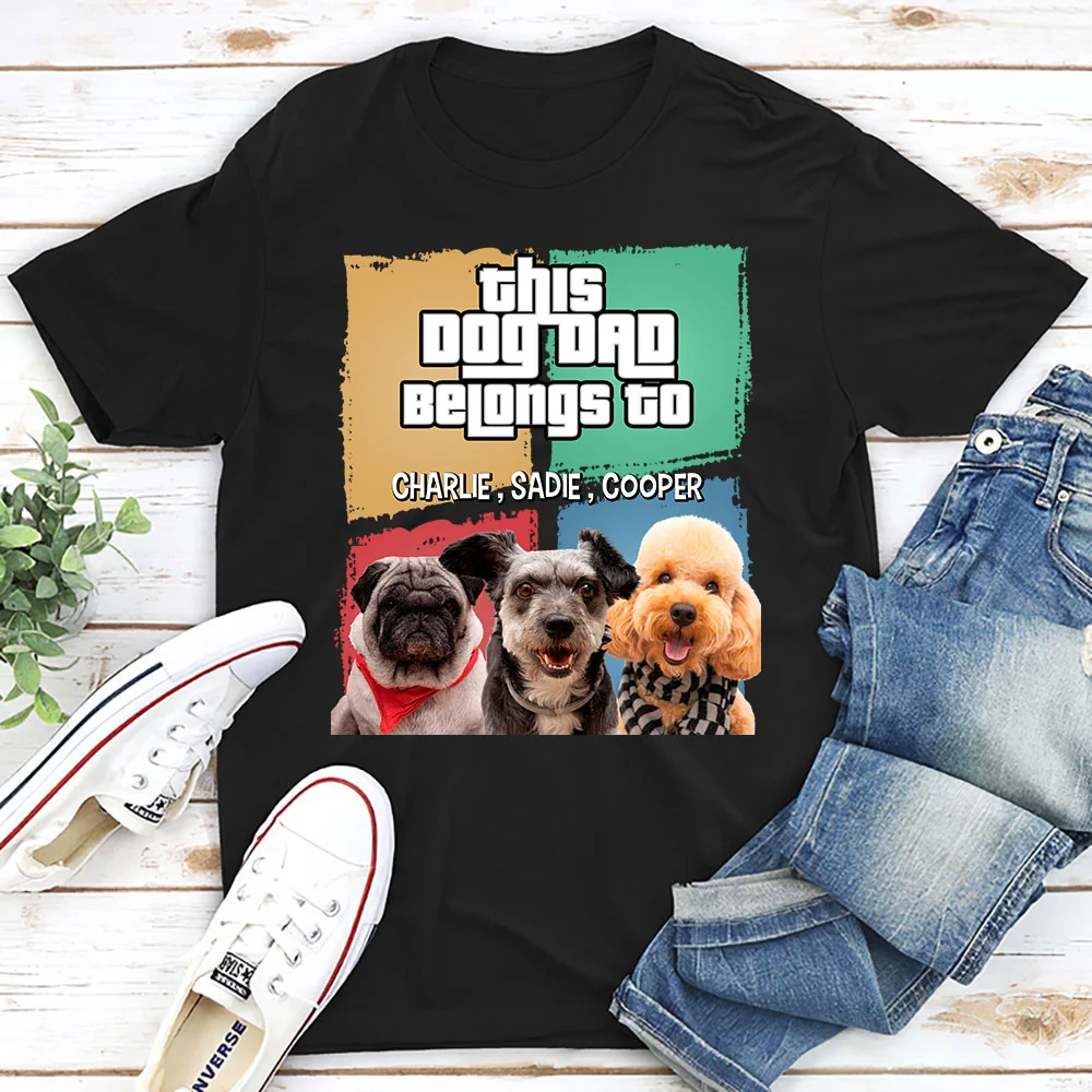 Dog Dad Belongs To Photo - Personalized Custom Unisex T-Shirt