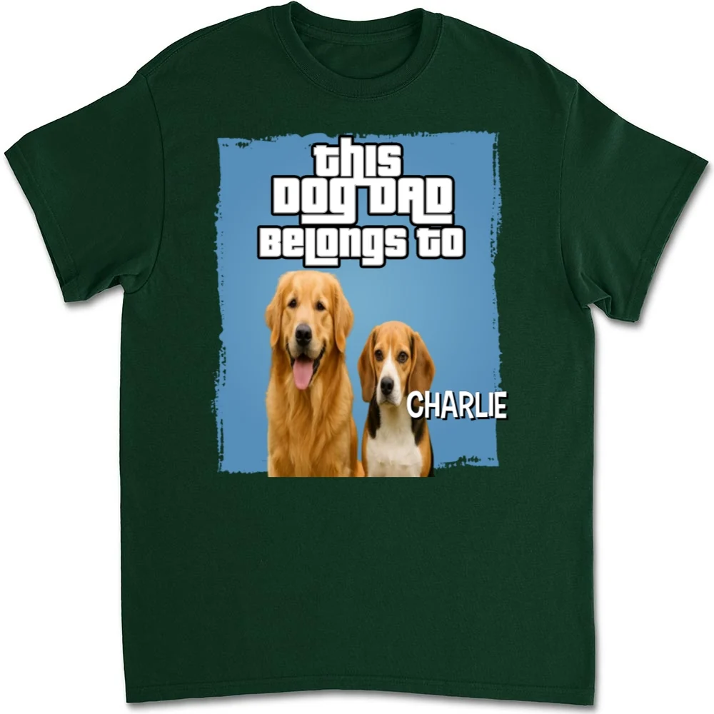 Dog Dad Belongs To Photo - Personalized Custom Unisex T-Shirt - Image 4