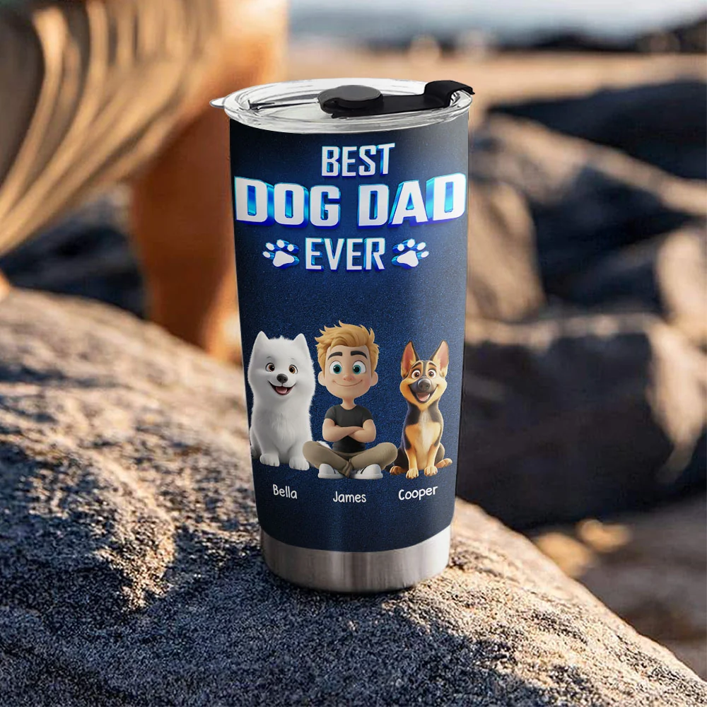 Dog Dad Blue - Personalized Custom Tumbler - Image 3