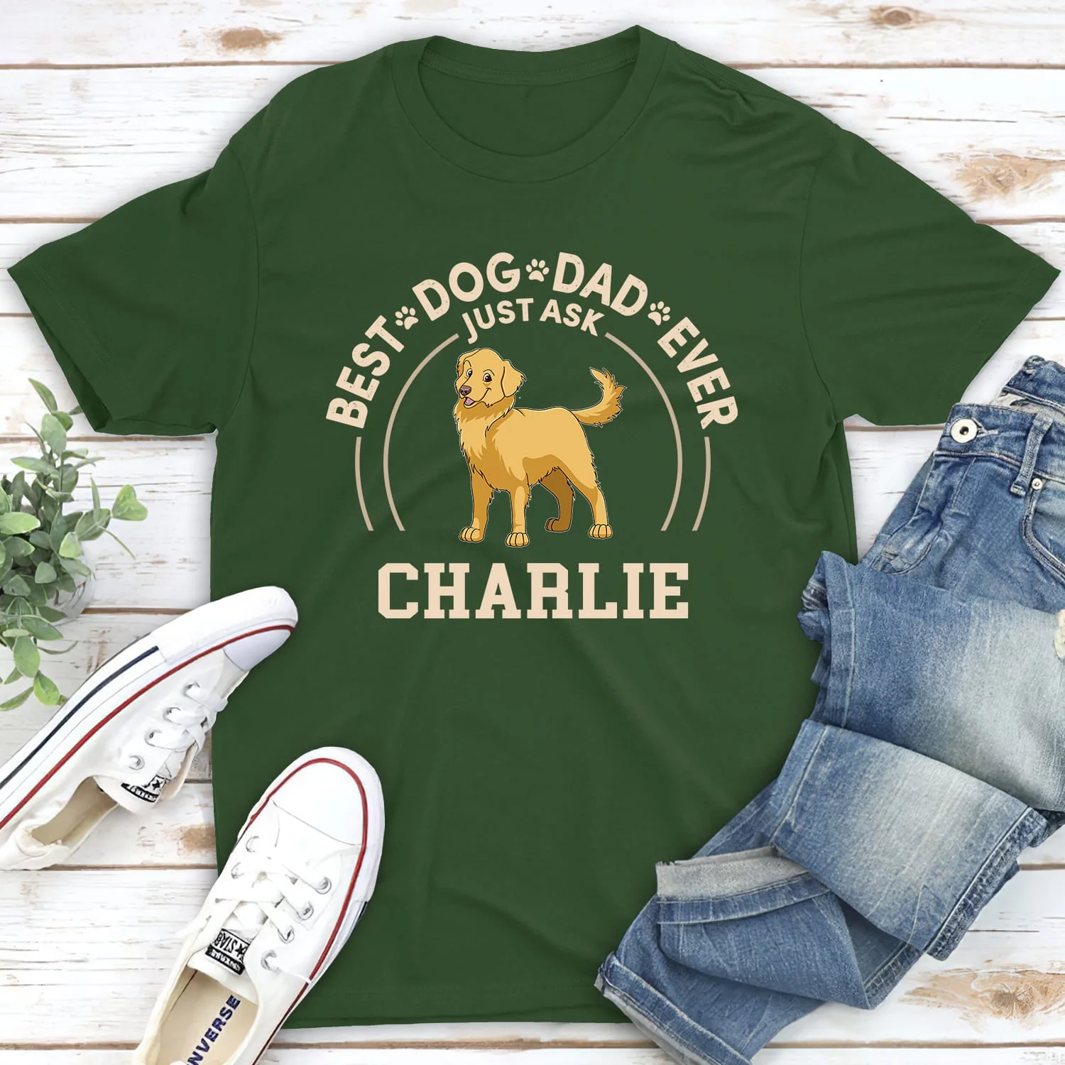Dog Dad Circle - Personalized Custom Premium T-shirt - Image 2