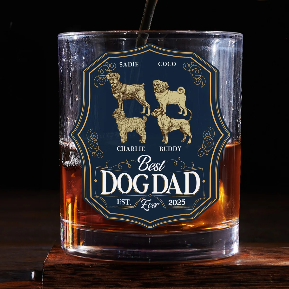 Dog Dad Est - Personalized Custom Engraved Whiskey Glass - Image 5