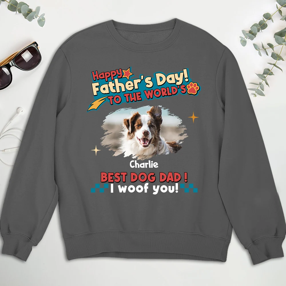 Dog Dad Forever Photo - Personalized Custom Shirt - Image 3