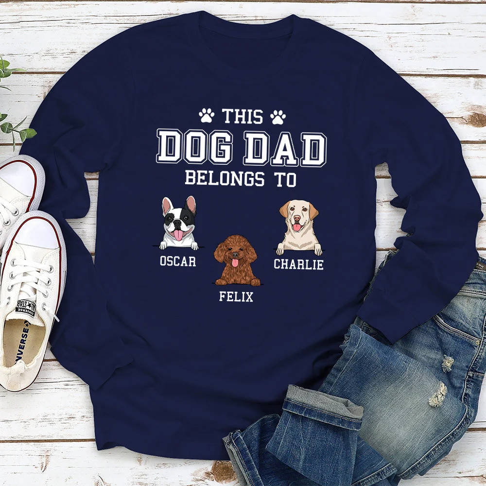 Dog Dad/Mom Belongs Basic - Personalized Custom Long Sleeve T-shirt - Image 3