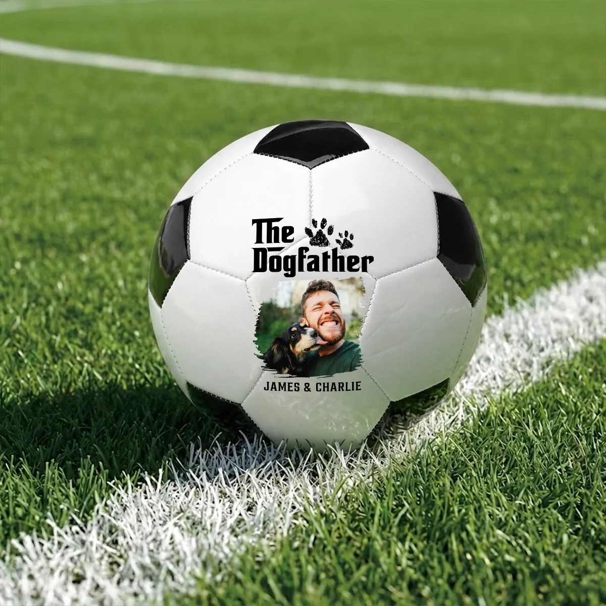 Dog Dad Photo - Personalized Custom Soccer Ball - Image 3