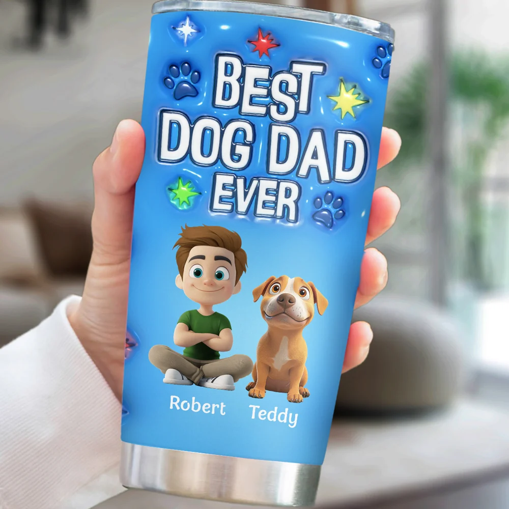 Dog Dad Power - Personalized Custom 3D Inflated Effect Tumbler - Image 5