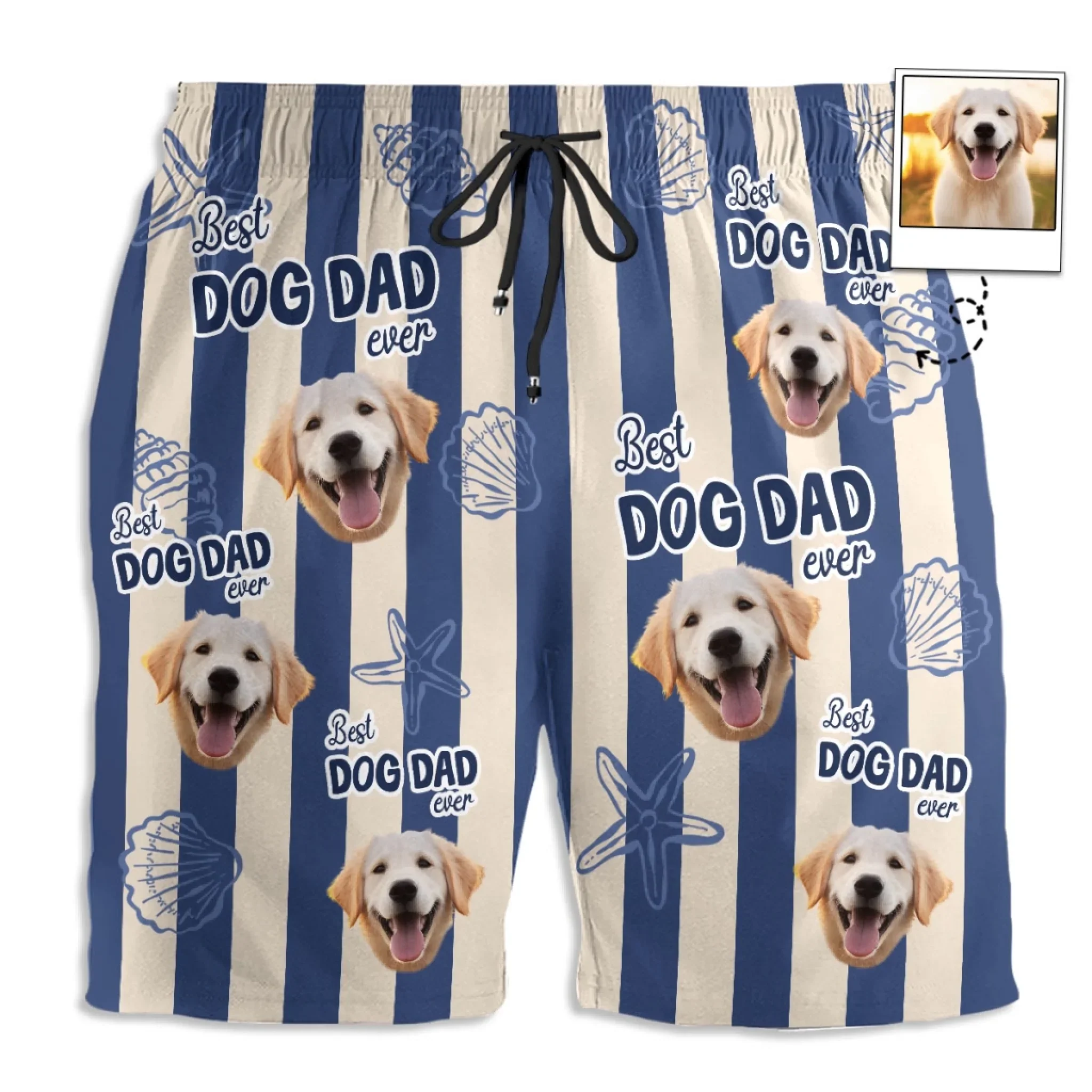 Dog Dad Summer Vibes - Personalized Custom Beach Shorts