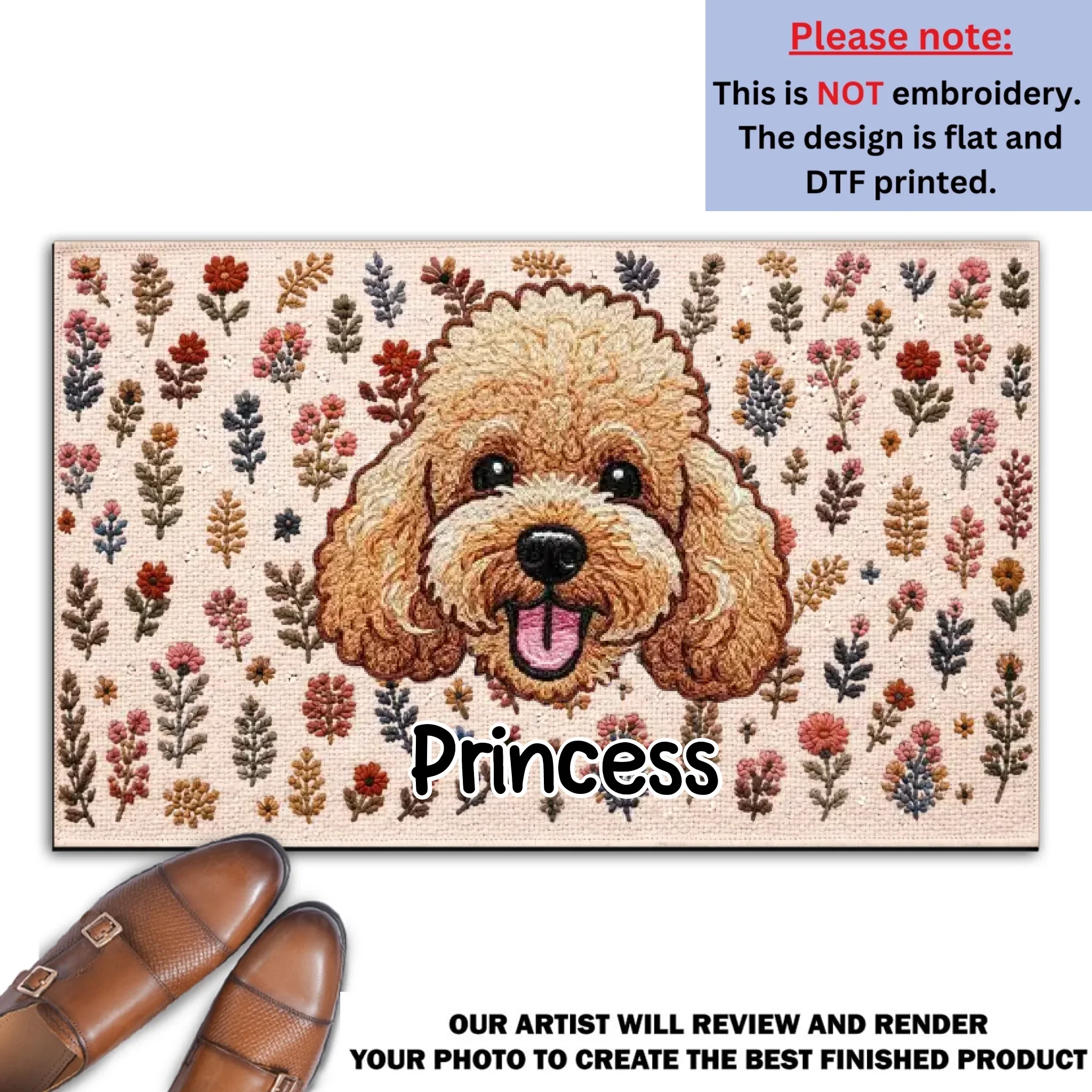 Dog Embroidery Effect Garden - Personalized Custom Doormat - Image 8